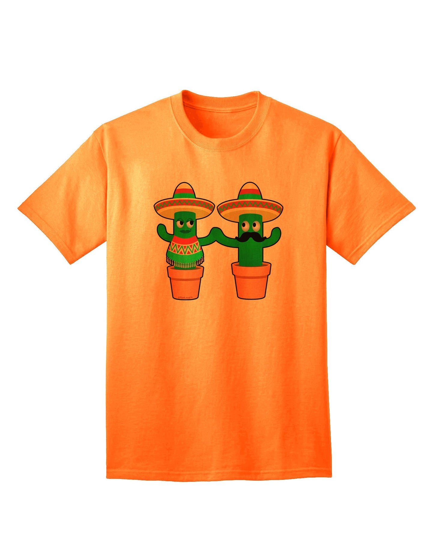 Fiesta Cactus Couple: Premium Adult T-Shirt Collection-Mens T-shirts-TooLoud-Neon-Orange-Small-Davson Sales