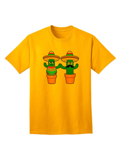 Fiesta Cactus Couple: Premium Adult T-Shirt Collection-Mens T-shirts-TooLoud-Gold-Small-Davson Sales