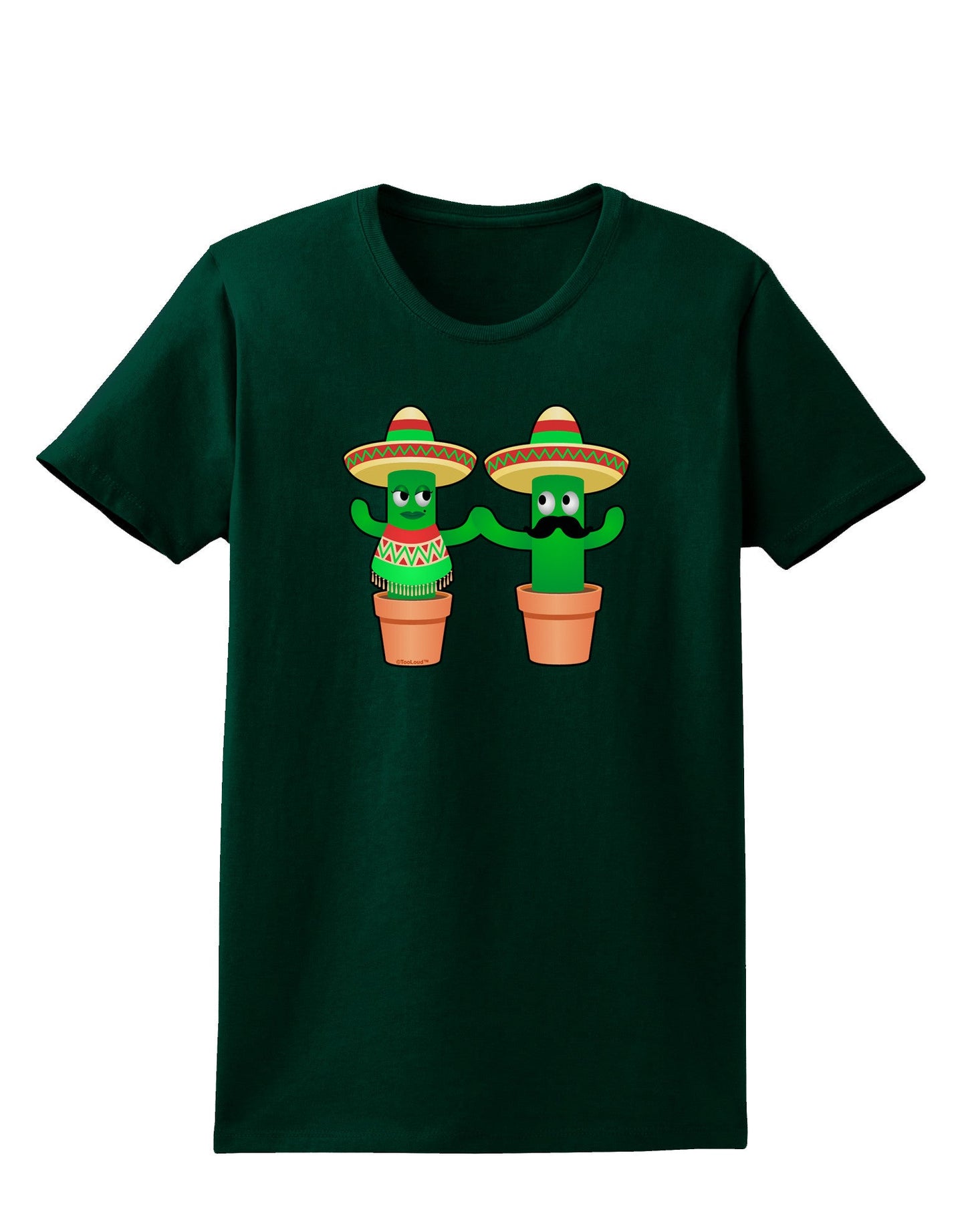 Fiesta Cactus Couple Womens Dark T-Shirt-TooLoud-Forest-Green-Small-Davson Sales