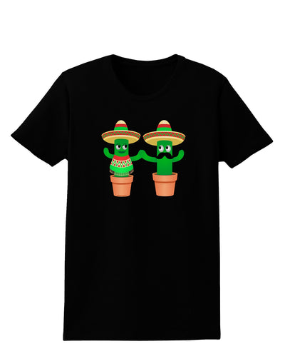 Fiesta Cactus Couple Womens Dark T-Shirt-TooLoud-Black-X-Small-Davson Sales