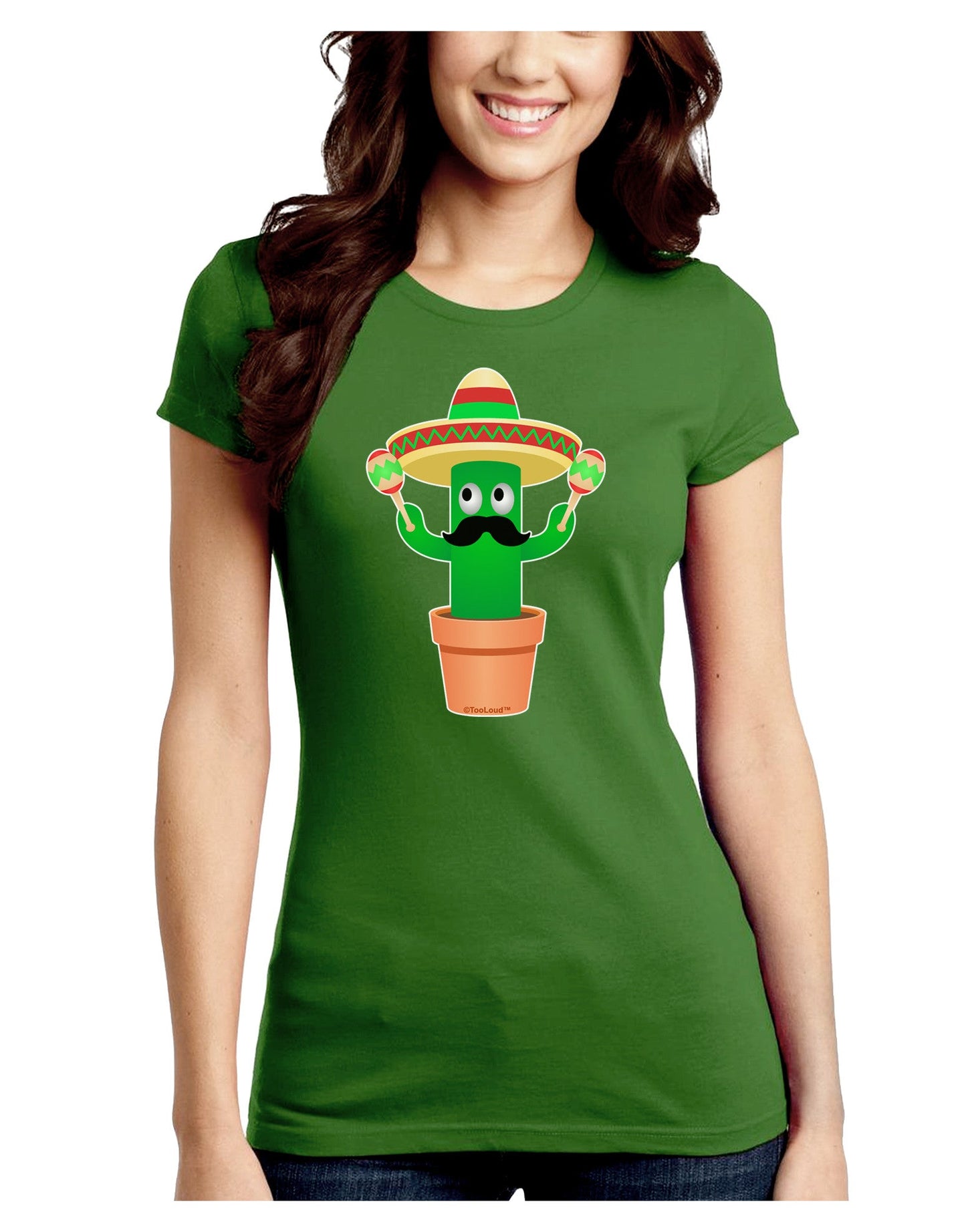 Fiesta Cactus Juniors Petite Crew Dark T-Shirt-T-Shirts Juniors Tops-TooLoud-Kiwi-Green-Juniors Fitted Small-Davson Sales