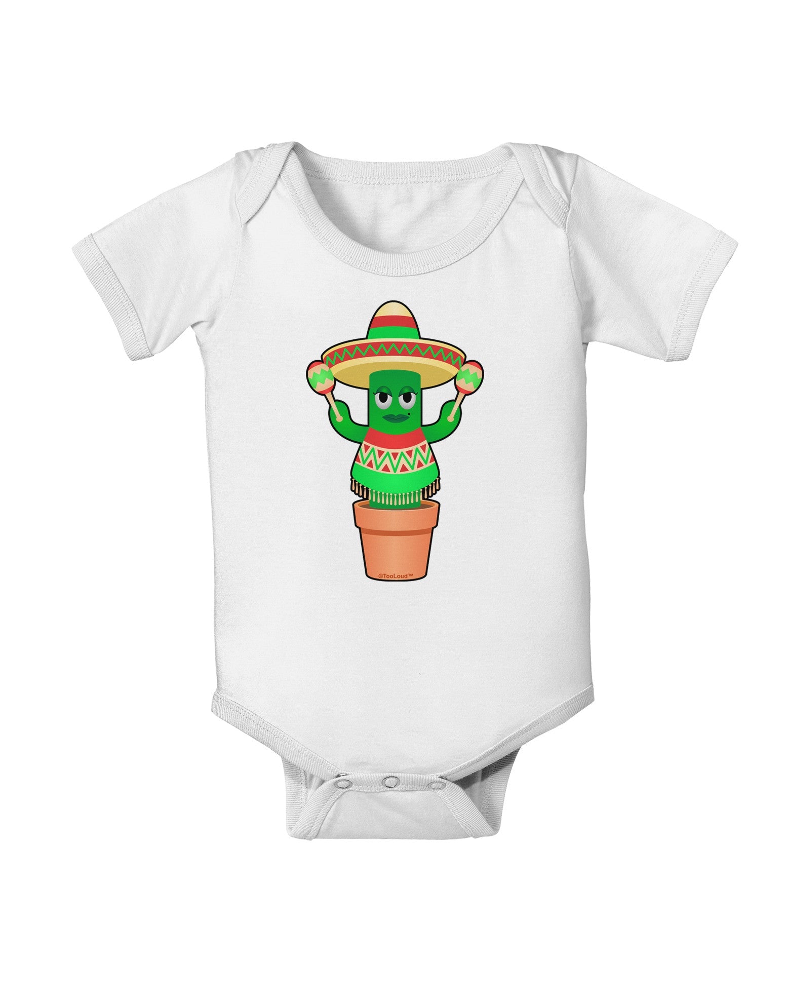 Fiesta Cactus Poncho Baby Romper Bodysuit-Baby Romper-TooLoud-White-06-Months-Davson Sales