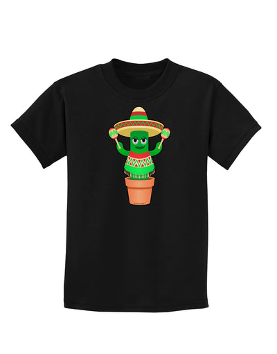 Fiesta Cactus Poncho Childrens Dark T-Shirt-Childrens T-Shirt-TooLoud-Black-X-Small-Davson Sales