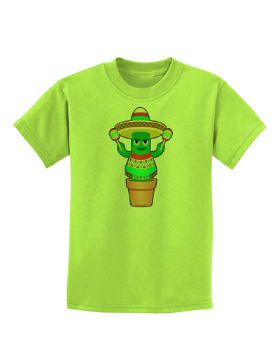 Fiesta Cactus Poncho Childrens T-Shirt-Childrens T-Shirt-TooLoud-Lime-Green-X-Small-Davson Sales