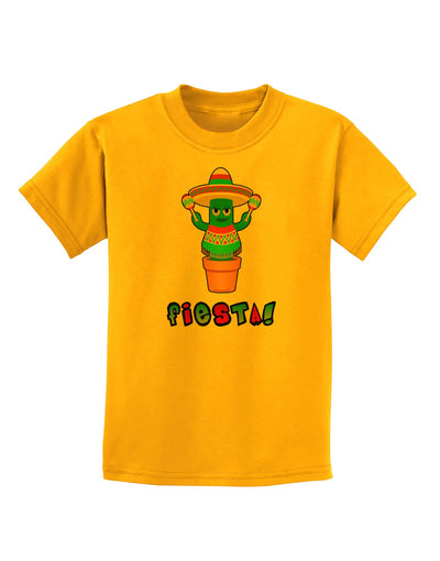 Fiesta Cactus Poncho Text Childrens T-Shirt-Childrens T-Shirt-TooLoud-Gold-X-Small-Davson Sales