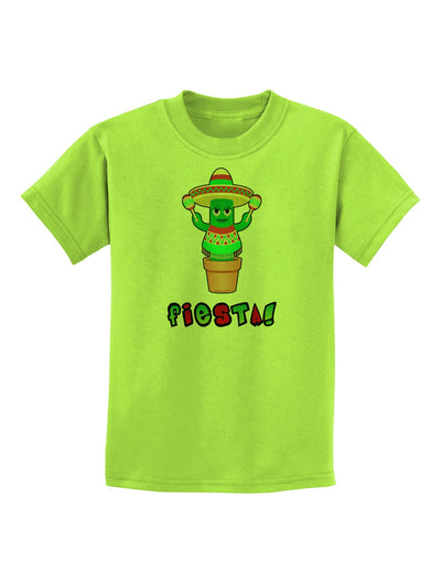 Fiesta Cactus Poncho Text Childrens T-Shirt-Childrens T-Shirt-TooLoud-Lime-Green-X-Small-Davson Sales