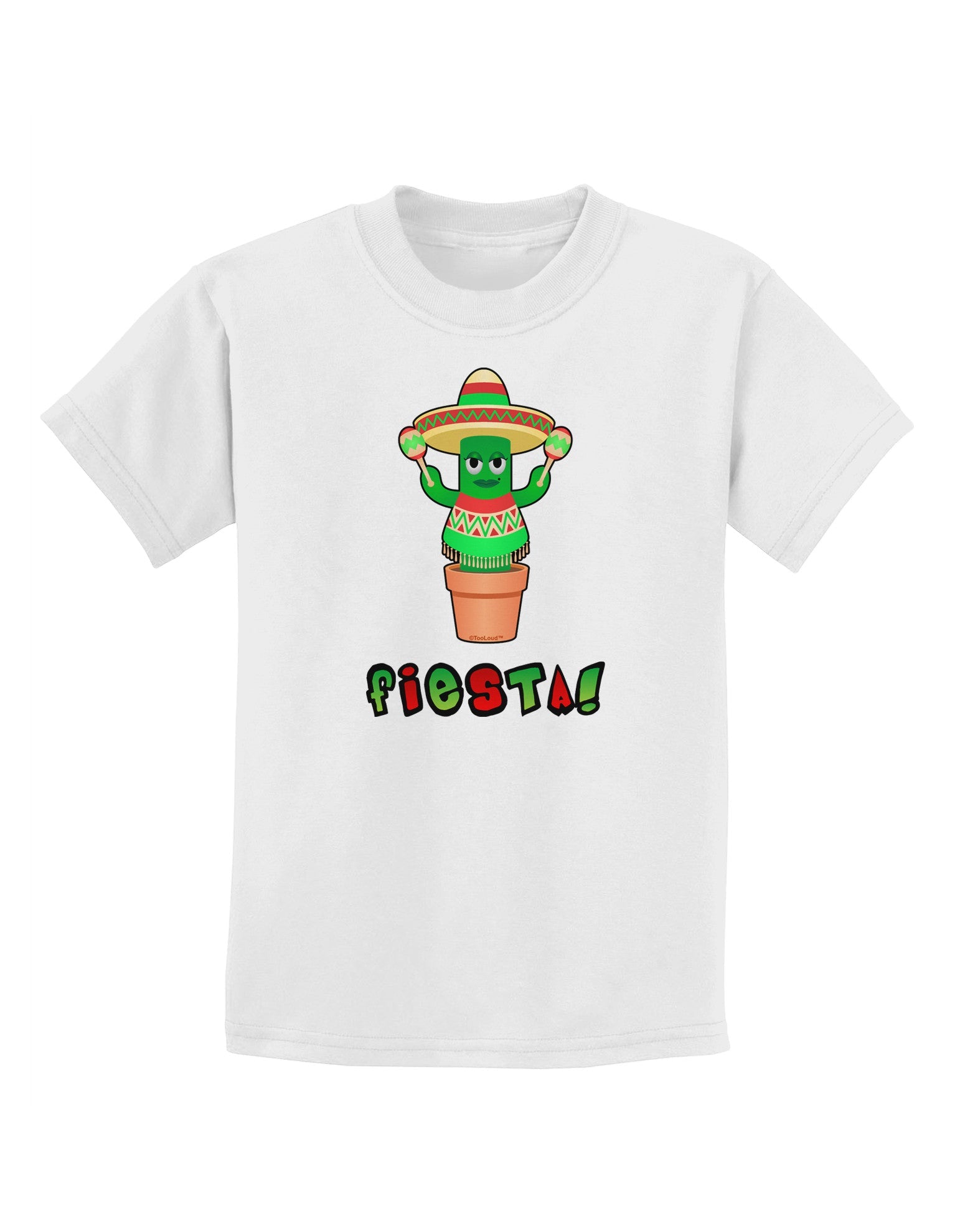 Fiesta Cactus Poncho Text Childrens T-Shirt-Childrens T-Shirt-TooLoud-White-X-Small-Davson Sales