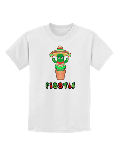 Fiesta Cactus Poncho Text Childrens T-Shirt-Childrens T-Shirt-TooLoud-White-X-Small-Davson Sales