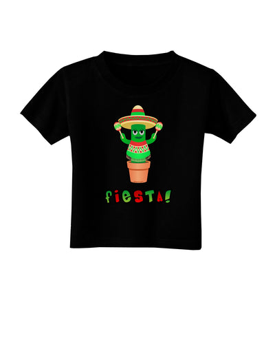 Fiesta Cactus Poncho Text Toddler T-Shirt Dark-Toddler T-Shirt-TooLoud-Black-2T-Davson Sales