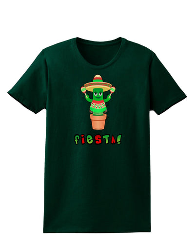 Fiesta Cactus Poncho Text Womens Dark T-Shirt-TooLoud-Forest-Green-Small-Davson Sales