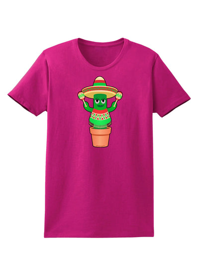 Fiesta Cactus Poncho Womens Dark T-Shirt-TooLoud-Hot-Pink-Small-Davson Sales