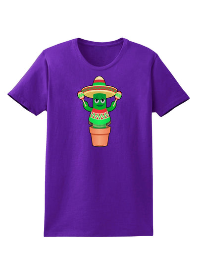 Fiesta Cactus Poncho Womens Dark T-Shirt-TooLoud-Purple-X-Small-Davson Sales