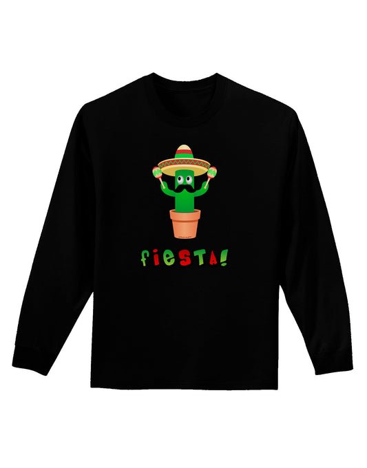 Fiesta Cactus Text Adult Long Sleeve Dark T-Shirt-TooLoud-Black-Small-Davson Sales