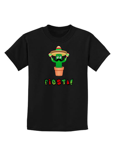 Fiesta Cactus Text Childrens Dark T-Shirt-Childrens T-Shirt-TooLoud-Black-X-Small-Davson Sales