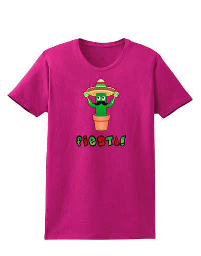 Fiesta Cactus Text Womens Dark T-Shirt-TooLoud-Hot-Pink-Small-Davson Sales