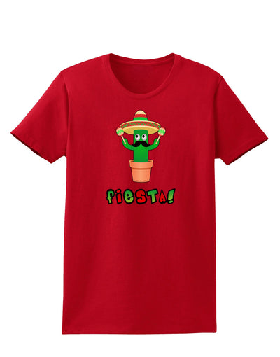 Fiesta Cactus Text Womens Dark T-Shirt-TooLoud-Red-X-Small-Davson Sales