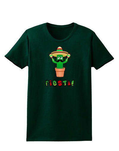 Fiesta Cactus Text Womens Dark T-Shirt-TooLoud-Forest-Green-Small-Davson Sales