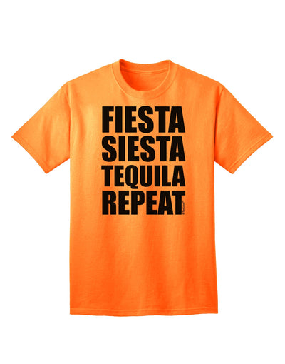 Fiesta Siesta Tequila Repeat Adult T-Shirt - A Vibrant Addition to Your Wardrobe, Crafted by TooLoud-Mens T-shirts-TooLoud-Neon-Orange-Small-Davson Sales