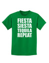 Fiesta Siesta Tequila Repeat Childrens Dark T-Shirt by TooLoud-Childrens T-Shirt-TooLoud-Kelly-Green-X-Small-Davson Sales