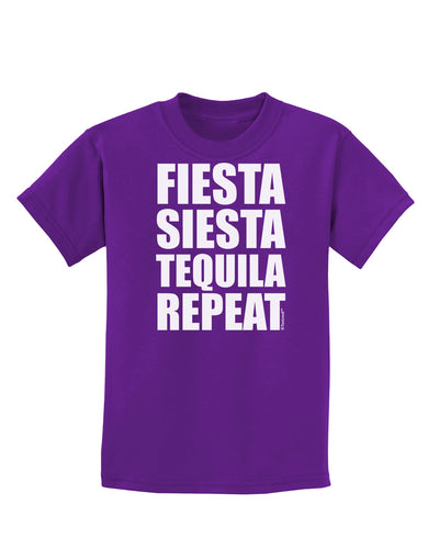 Fiesta Siesta Tequila Repeat Childrens Dark T-Shirt by TooLoud-Childrens T-Shirt-TooLoud-Purple-X-Small-Davson Sales