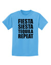 Fiesta Siesta Tequila Repeat Childrens T-Shirt by TooLoud-Childrens T-Shirt-TooLoud-Aquatic-Blue-X-Small-Davson Sales