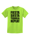 Fiesta Siesta Tequila Repeat Childrens T-Shirt by TooLoud-Childrens T-Shirt-TooLoud-Lime-Green-X-Small-Davson Sales