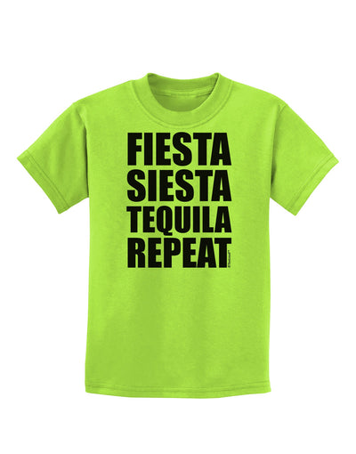 Fiesta Siesta Tequila Repeat Childrens T-Shirt by TooLoud-Childrens T-Shirt-TooLoud-Lime-Green-X-Small-Davson Sales