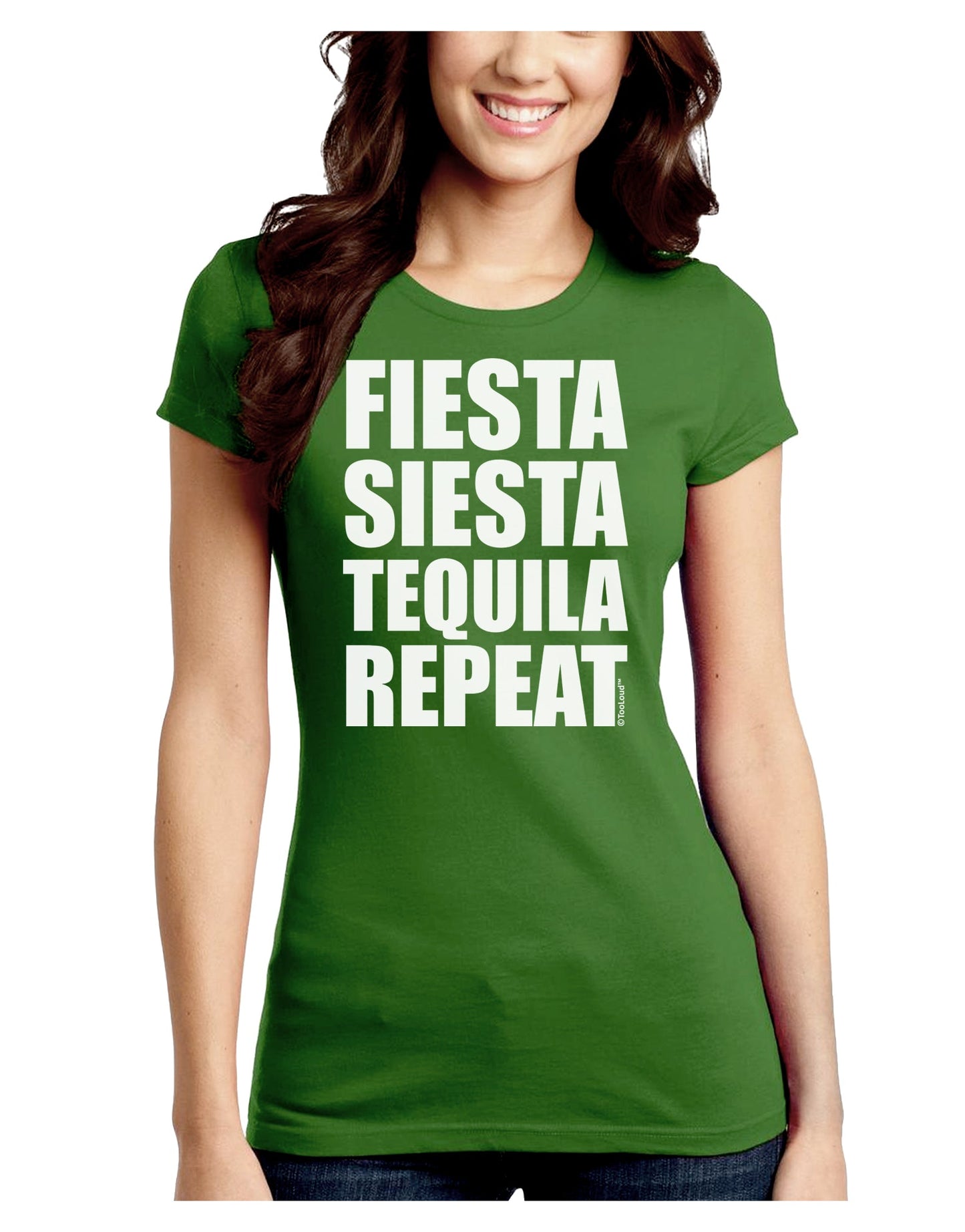 Fiesta Siesta Tequila Repeat Juniors Crew Dark T-Shirt by TooLoud-T-Shirts Juniors Tops-TooLoud-Kiwi-Green-Juniors Fitted X-Small-Davson Sales