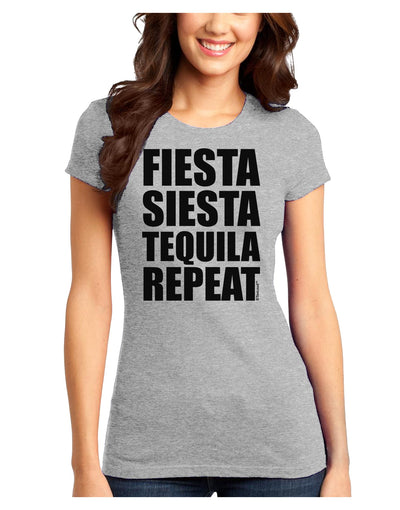 Fiesta Siesta Tequila Repeat Juniors T-Shirt by TooLoud-Womens Juniors T-Shirt-TooLoud-Ash-Gray-Juniors Fitted X-Small-Davson Sales