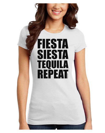 Fiesta Siesta Tequila Repeat Juniors T-Shirt by TooLoud-Womens Juniors T-Shirt-TooLoud-White-Juniors Fitted X-Small-Davson Sales