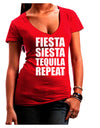 Fiesta Siesta Tequila Repeat Juniors V-Neck Dark T-Shirt by TooLoud-Womens V-Neck T-Shirts-TooLoud-Red-Juniors Fitted Small-Davson Sales