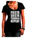 Fiesta Siesta Tequila Repeat Juniors V-Neck Dark T-Shirt by TooLoud-Womens V-Neck T-Shirts-TooLoud-Black-Juniors Fitted Small-Davson Sales