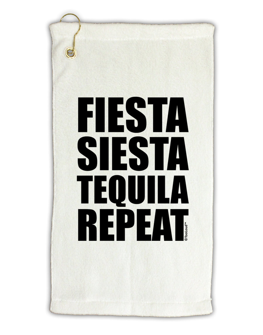 Fiesta Siesta Tequila Repeat Micro Terry Gromet Golf Towel 16 x 25 inch by TooLoud-Golf Towel-TooLoud-White-Davson Sales