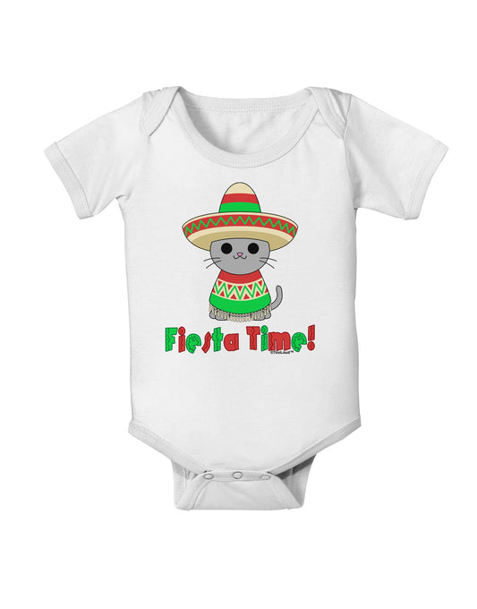 Fiesta Time - Cute Sombrero Cat Baby Romper Bodysuit by TooLoud-Baby Romper-TooLoud-White-06-Months-Davson Sales