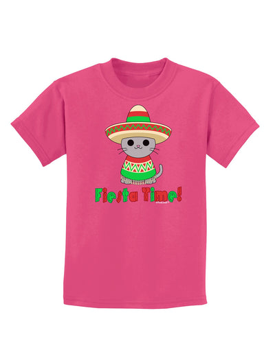 Fiesta Time - Cute Sombrero Cat Childrens Dark T-Shirt by TooLoud-Childrens T-Shirt-TooLoud-Sangria-X-Small-Davson Sales