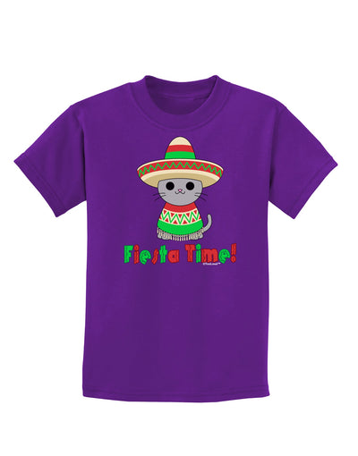 Fiesta Time - Cute Sombrero Cat Childrens Dark T-Shirt by TooLoud-Childrens T-Shirt-TooLoud-Purple-X-Small-Davson Sales