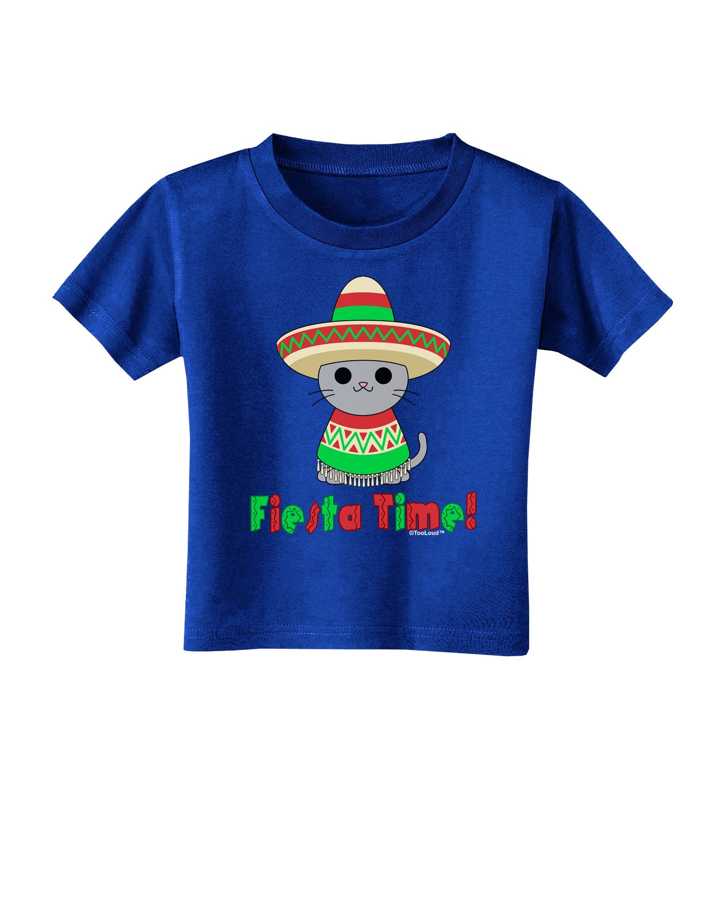 Fiesta Time - Cute Sombrero Cat Toddler T-Shirt Dark by TooLoud-Toddler T-Shirt-TooLoud-Royal-Blue-2T-Davson Sales