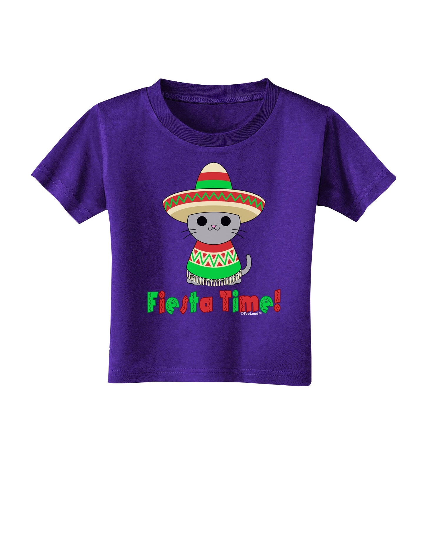 Fiesta Time - Cute Sombrero Cat Toddler T-Shirt Dark by TooLoud-Toddler T-Shirt-TooLoud-Purple-2T-Davson Sales