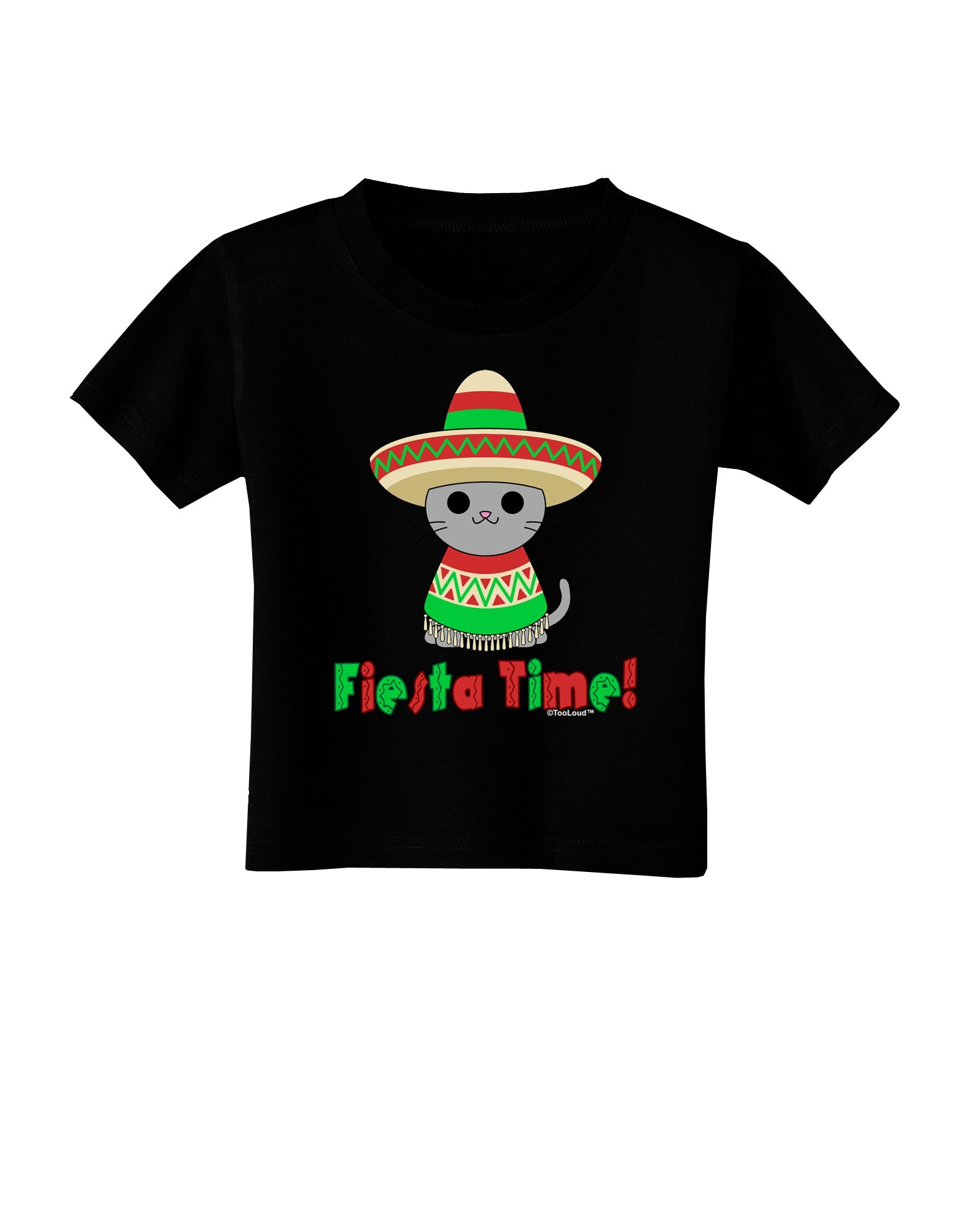 Fiesta Time - Cute Sombrero Cat Toddler T-Shirt Dark by TooLoud-Toddler T-Shirt-TooLoud-Black-2T-Davson Sales