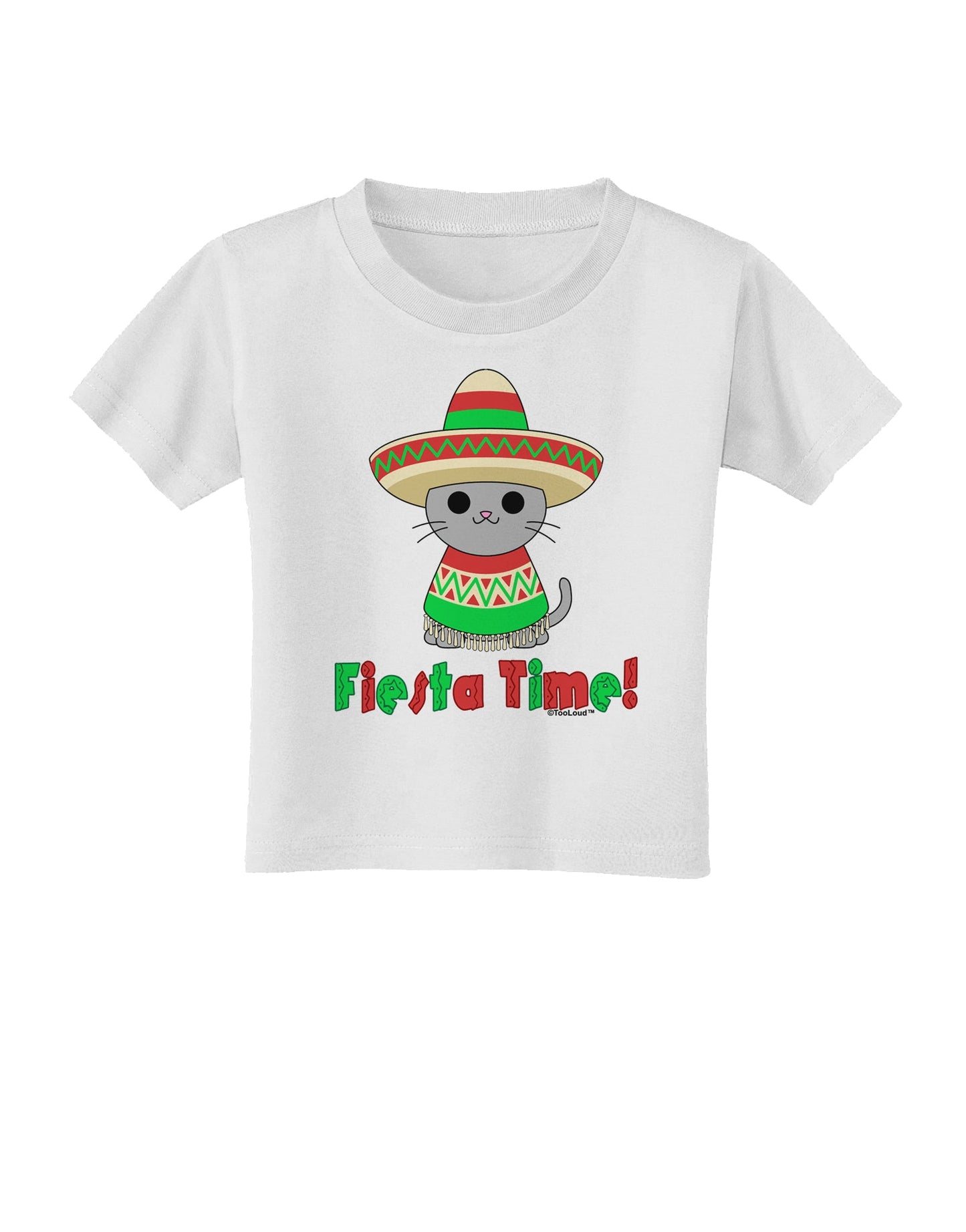 Fiesta Time - Cute Sombrero Cat Toddler T-Shirt by TooLoud-Toddler T-Shirt-TooLoud-White-2T-Davson Sales