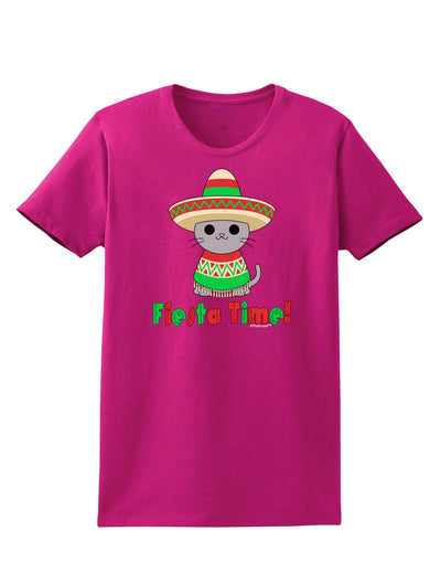 Fiesta Time - Cute Sombrero Cat Womens Dark T-Shirt by TooLoud-Womens T-Shirt-TooLoud-Hot-Pink-Small-Davson Sales