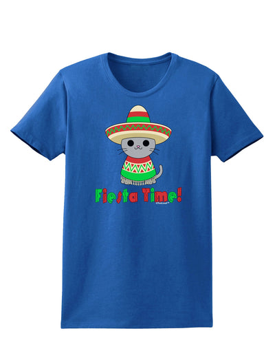 Fiesta Time - Cute Sombrero Cat Womens Dark T-Shirt by TooLoud-Womens T-Shirt-TooLoud-Royal-Blue-X-Small-Davson Sales