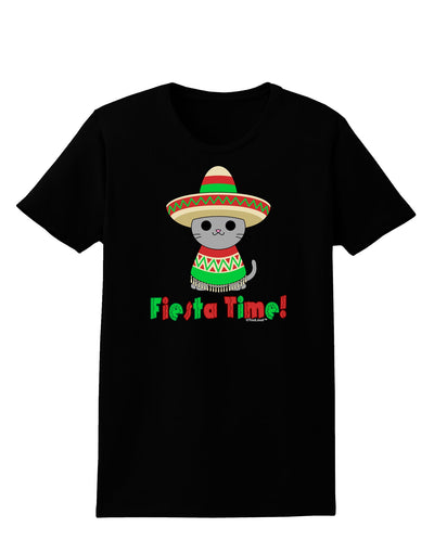 Fiesta Time - Cute Sombrero Cat Womens Dark T-Shirt by TooLoud-Womens T-Shirt-TooLoud-Black-X-Small-Davson Sales