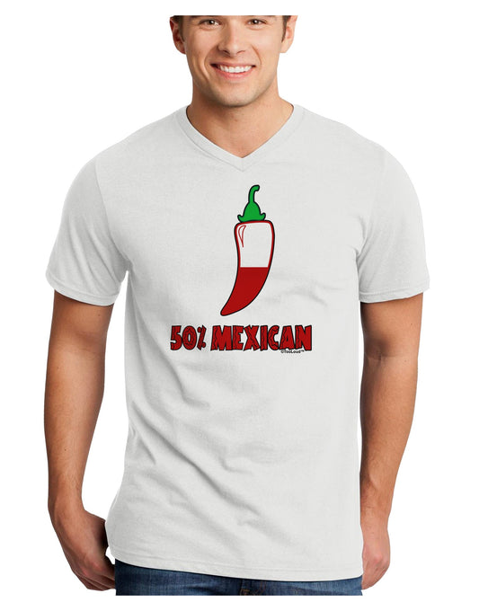 Fifty Percent Mexican Adult V-Neck T-shirt-Mens V-Neck T-Shirt-TooLoud-White-Small-Davson Sales