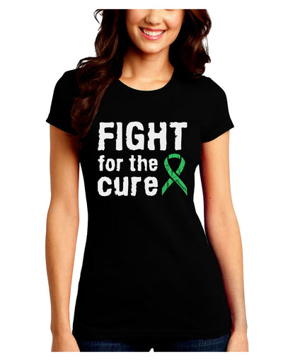 Fight for the Cure - Light Green Ribbon Celiac Disease Juniors Crew Dark T-Shirt-T-Shirts Juniors Tops-TooLoud-Black-Juniors Fitted Small-Davson Sales