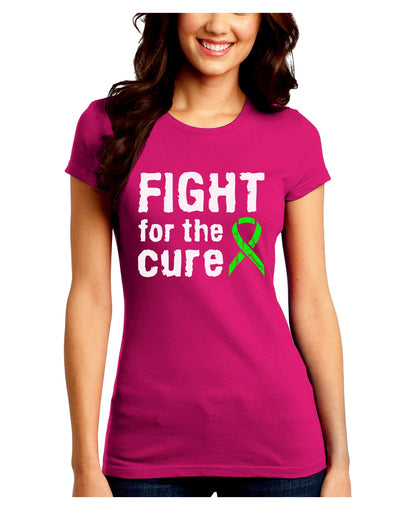 Fight for the Cure - Lime Green Ribbon Lyme Disease Juniors Crew Dark T-Shirt-T-Shirts Juniors Tops-TooLoud-Hot-Pink-Juniors Fitted Small-Davson Sales