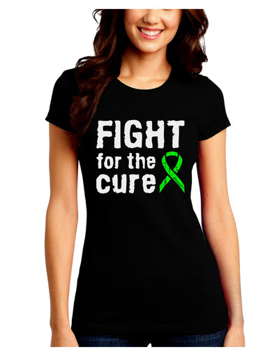 Fight for the Cure - Lime Green Ribbon Lyme Disease Juniors Crew Dark T-Shirt-T-Shirts Juniors Tops-TooLoud-Black-Juniors Fitted Small-Davson Sales