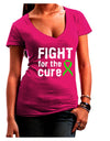 Fight for the Cure - Lime Green Ribbon Lyme Disease Juniors V-Neck Dark T-Shirt-Womens V-Neck T-Shirts-TooLoud-Hot-Pink-Juniors Fitted Small-Davson Sales