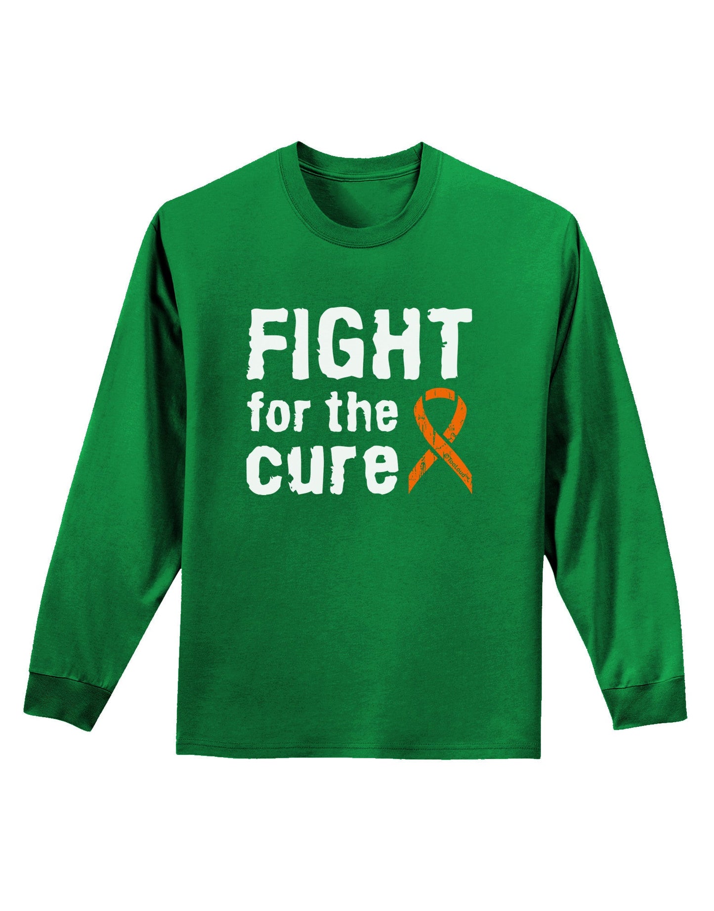 Fight for the Cure - Orange Ribbon Leukemia Adult Long Sleeve Dark T-Shirt-TooLoud-Kelly-Green-Small-Davson Sales