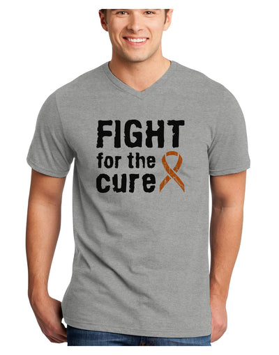 Fight for the Cure - Orange Ribbon Leukemia Adult V-Neck T-shirt-Mens V-Neck T-Shirt-TooLoud-HeatherGray-Small-Davson Sales